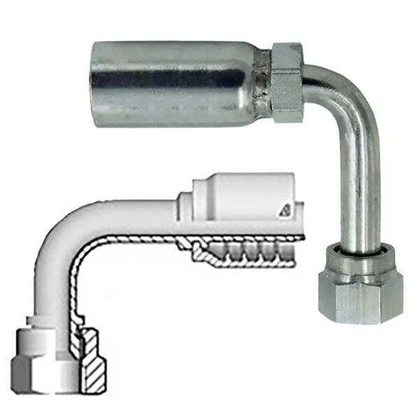 JIC SAE 90° Dual Seat Female Swivel Long Drop